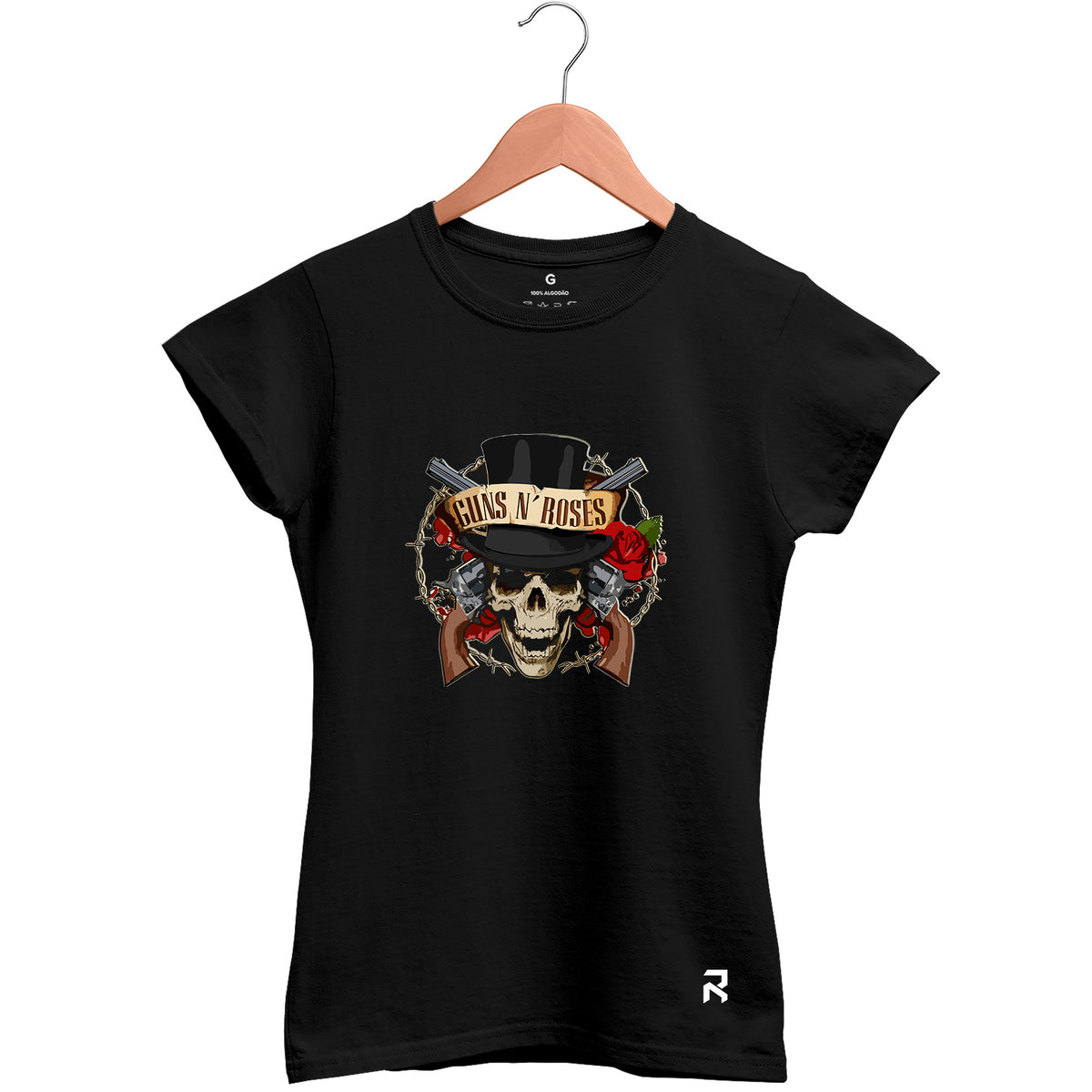 Camiseta Baby Look Feminina Guns N'Roses Flower