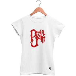 Camiseta Baby Look Feminina Lettering Pearl Jam