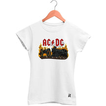 Camiseta Baby Look Feminina ACDC Train - Clube Rock - P - Branca -