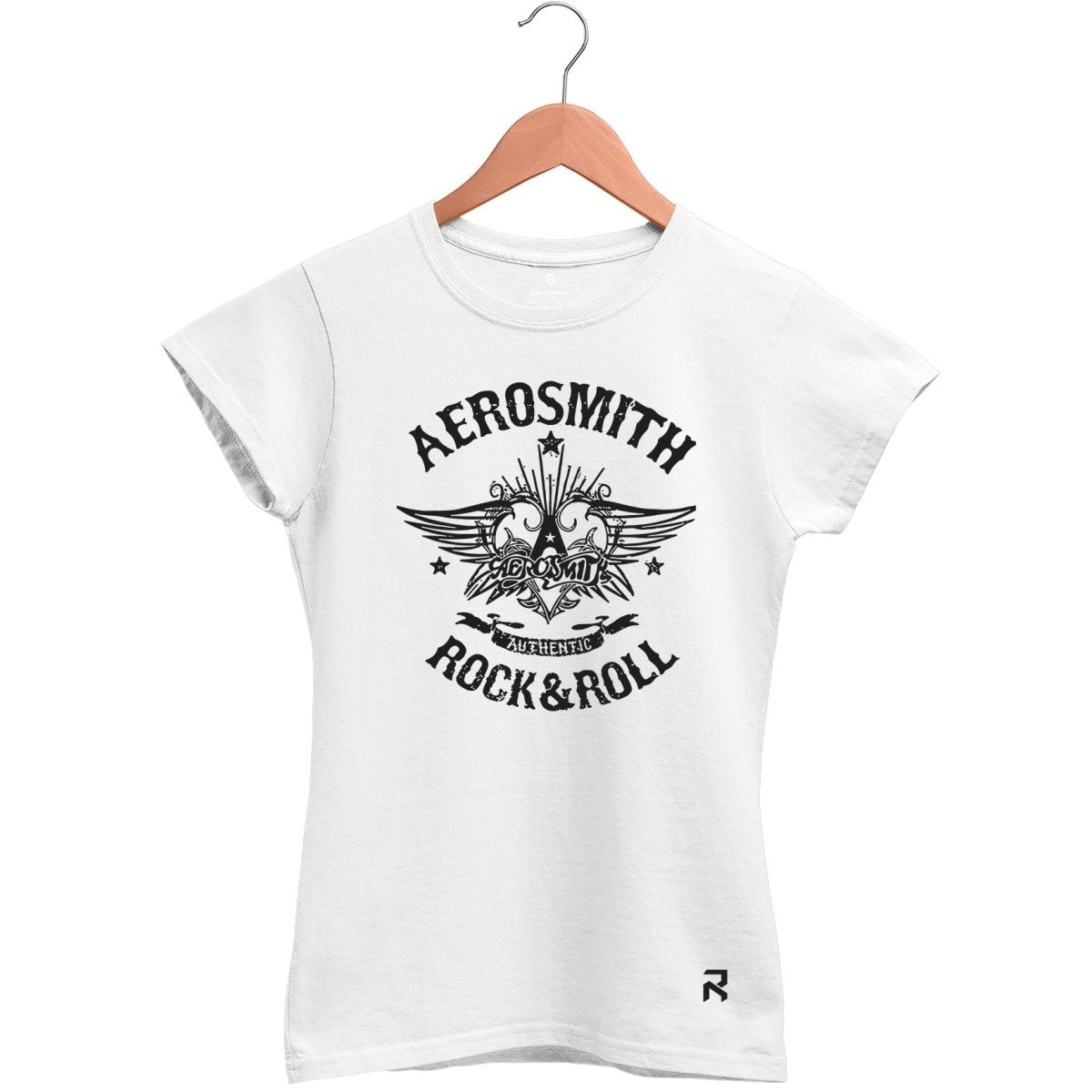 Camiseta Baby Look Feminina Aerosmith Rock & Roll - Clube Rock - P - Branca - 