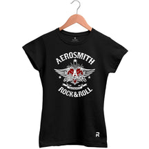 Camiseta Baby Look Feminina Aerosmith Rock & Roll - Clube Rock - P - Preta - 