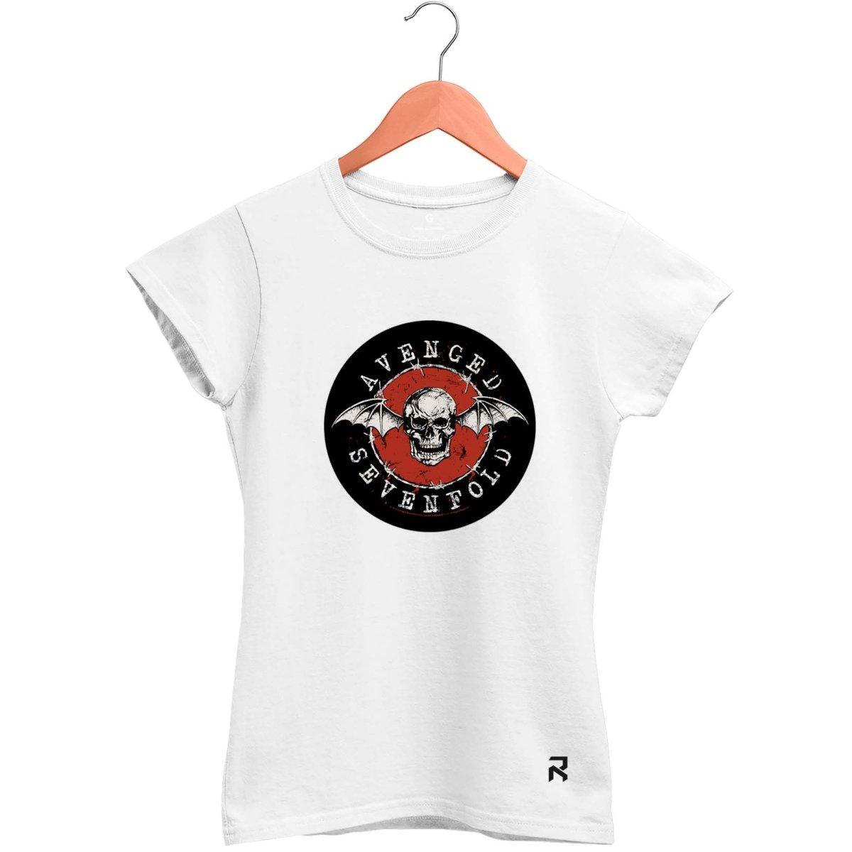 Camiseta Baby Look Feminina Avenged Caveira - Clube Rock - P - Branca - 