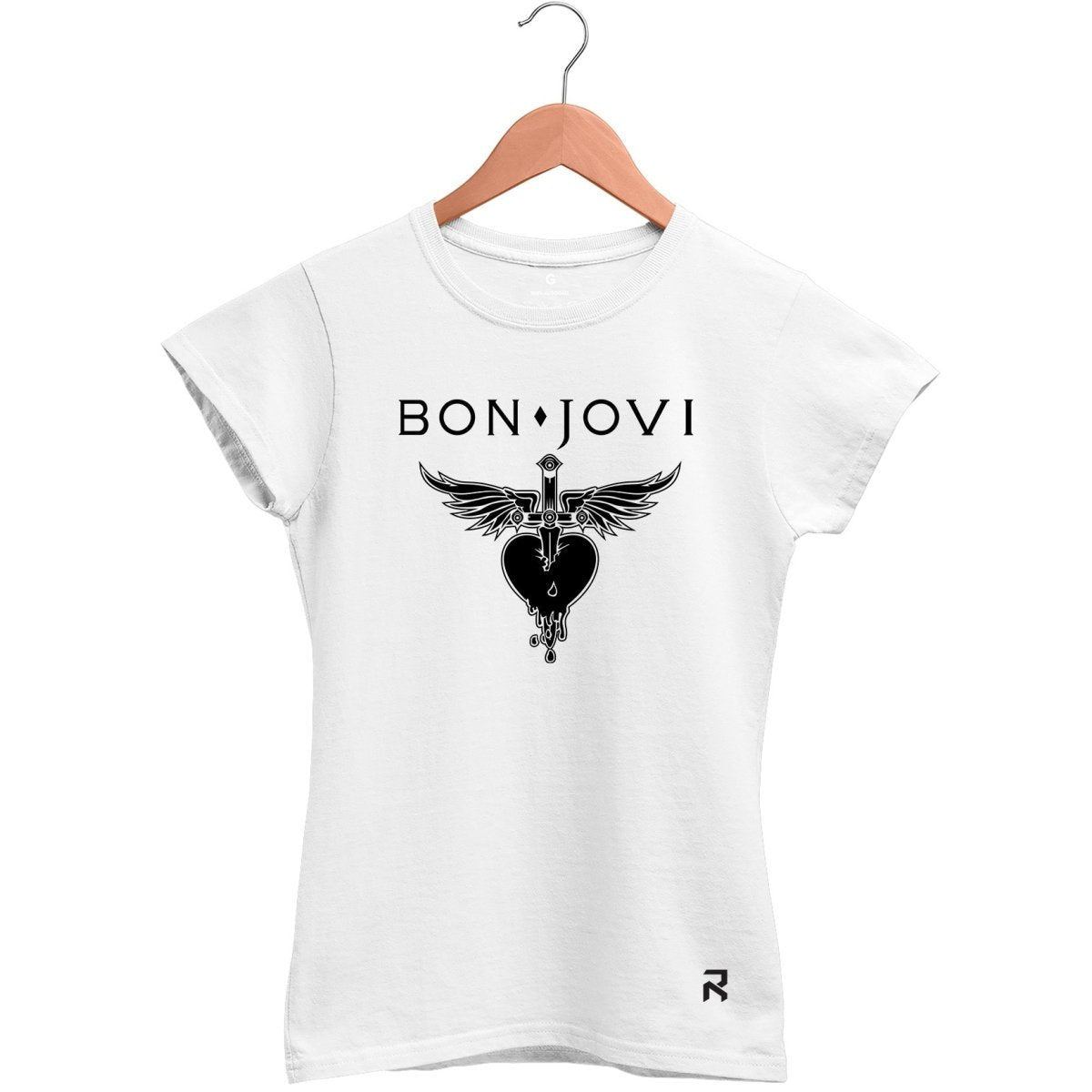 Camiseta Baby Look Feminina Bon Jovi - Clube Rock - P - Branca - 