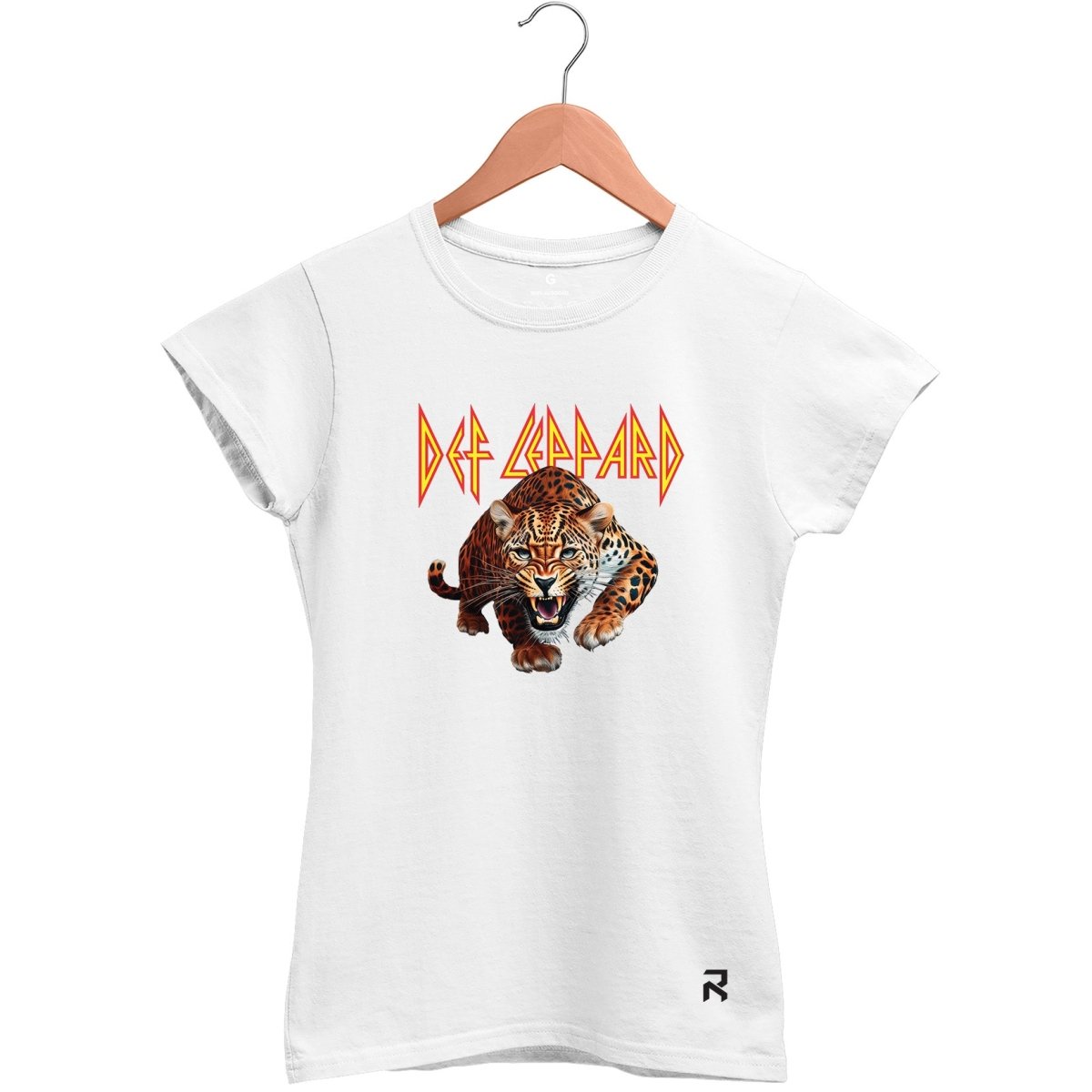 Camiseta Baby Look Feminina Def Leppard Leopardo - Clube Rock - P - branca - 