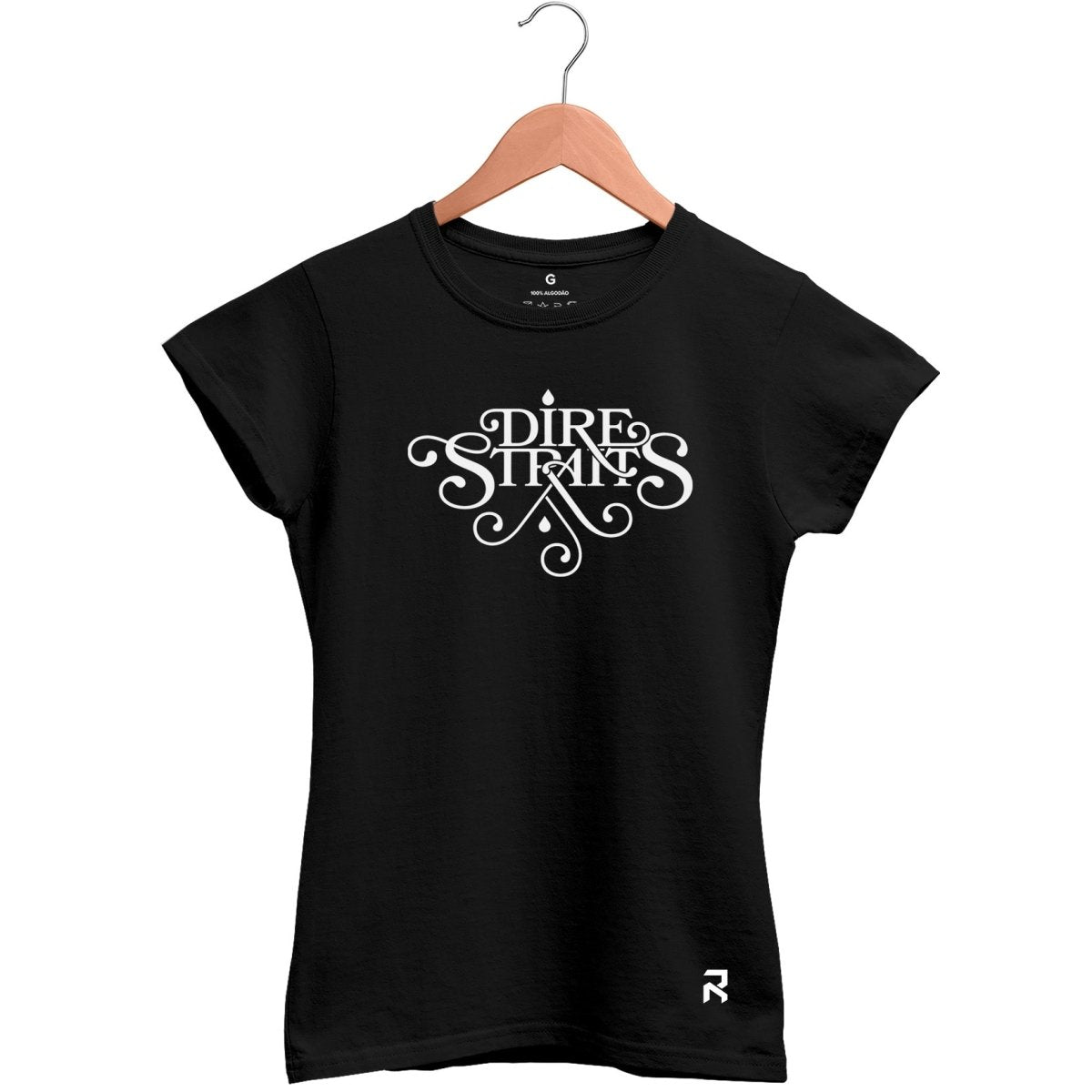 Camiseta Baby Look Feminina Dire Straits - Clube Rock - P - Preta - 