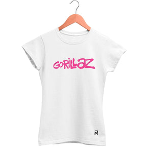 Camiseta Baby Look Feminina Gorillaz Raiz - Clube Rock - P - Branca -