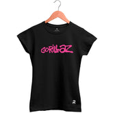 Camiseta Baby Look Feminina Gorillaz Raiz - Clube Rock - P - Preta -