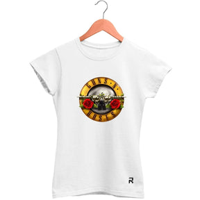 Camiseta Baby Look Feminina Guns Raiz - Clube Rock - P - Branca -