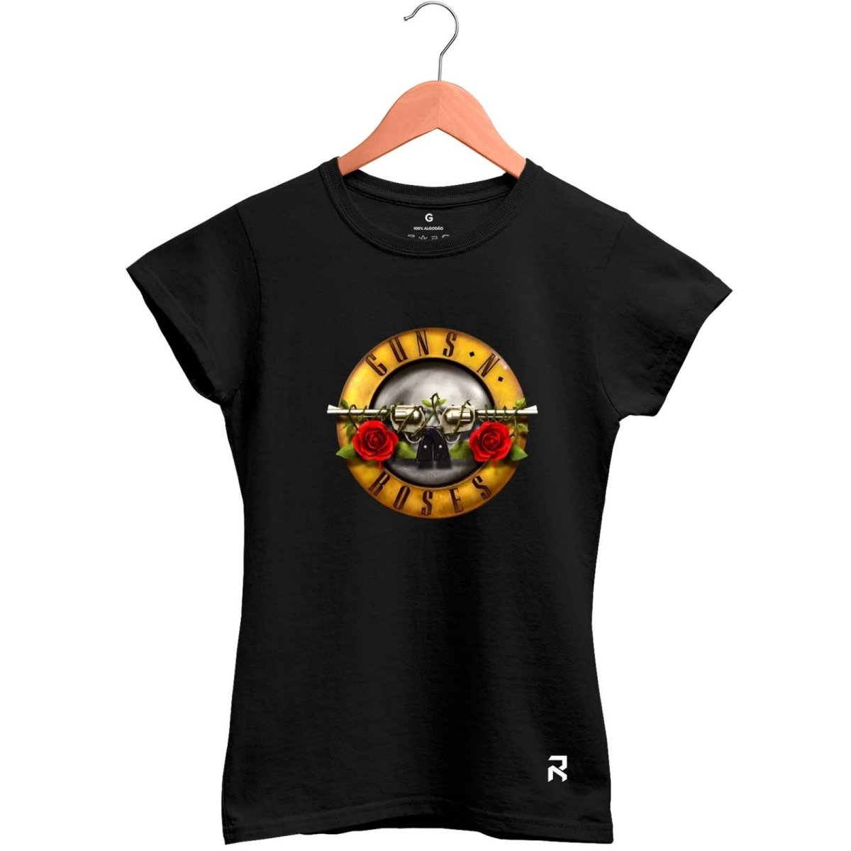 Camiseta Baby Look Feminina Guns Raiz - Clube Rock - P - Preta -