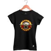 Camiseta Baby Look Feminina Guns Raiz - Clube Rock - P - Preta -