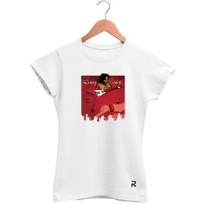 Camiseta Baby Look Feminina Lenny Kravitz on paint - Clube Rock - P - Branca - 