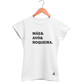 Camiseta Baby Look Feminina Mãe Avó e Roqueira - Clube Rock - P - Branca -