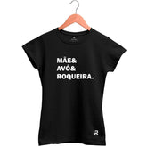 Camiseta Baby Look Feminina Mãe Avó e Roqueira - Clube Rock - P - Preta -