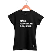 Camiseta Baby Look Feminina Mae Parceira - Clube Rock - P - Preta -