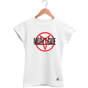 Camiseta Baby Look Feminina Motley Crue - Clube Rock - P - Branca - 