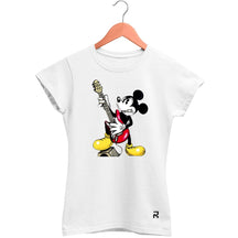 Camiseta Baby Look Feminina Mouse Rock - Clube Rock - P - Branca -