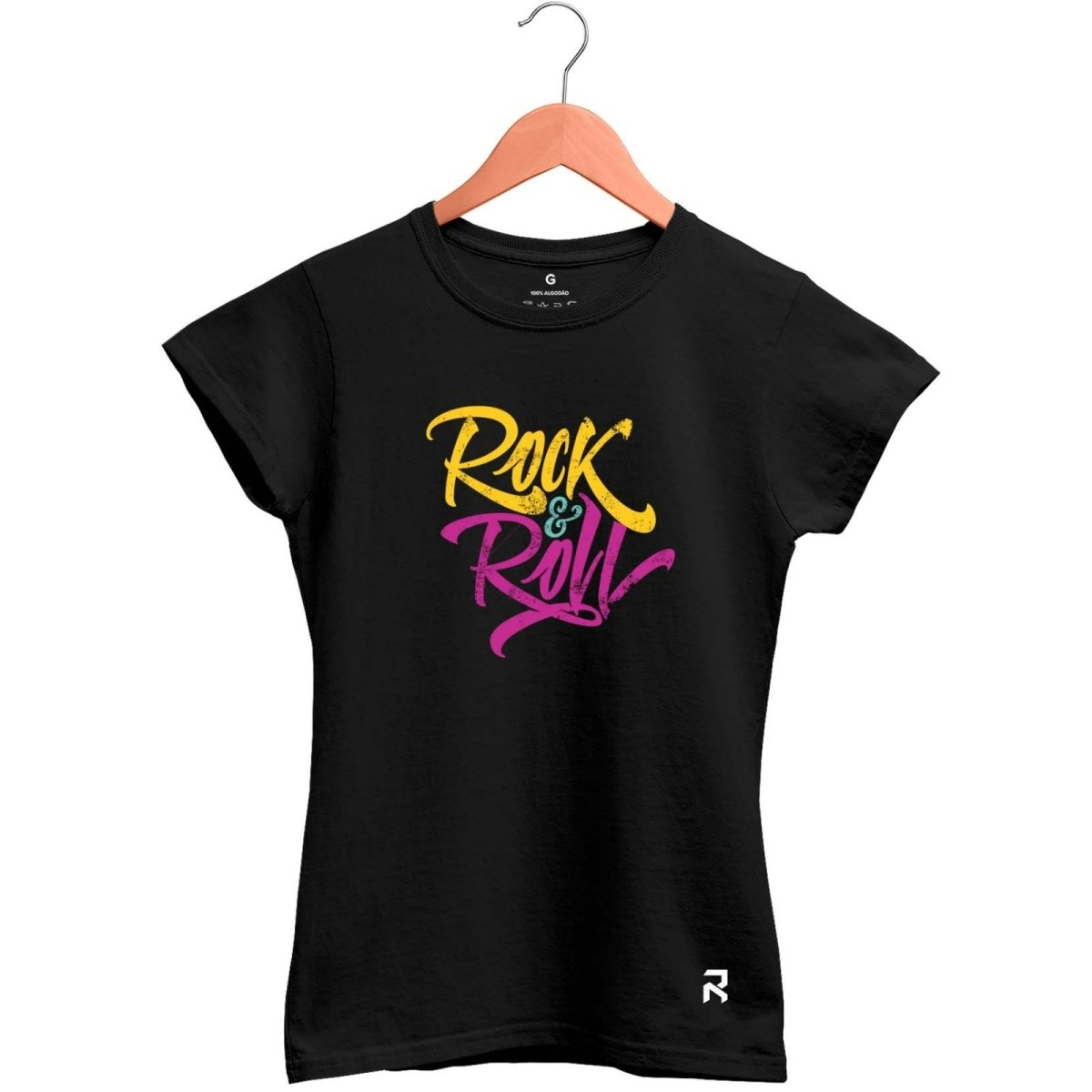 Camiseta Baby Look Feminina Rock & Roll - Clube Rock - P - Preta -