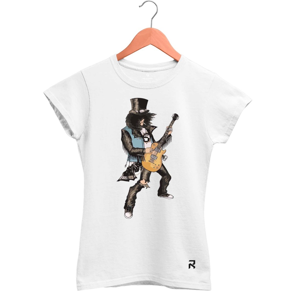 Camiseta Baby Look Feminina Slash - Clube Rock - P - Branca -