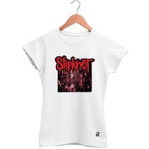 Camiseta Baby Look Feminina Slipknot vermelha - Clube Rock - P - Branca - 