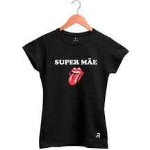 Camiseta Baby Look Feminina Super Mae - Clube Rock - P - Preta -