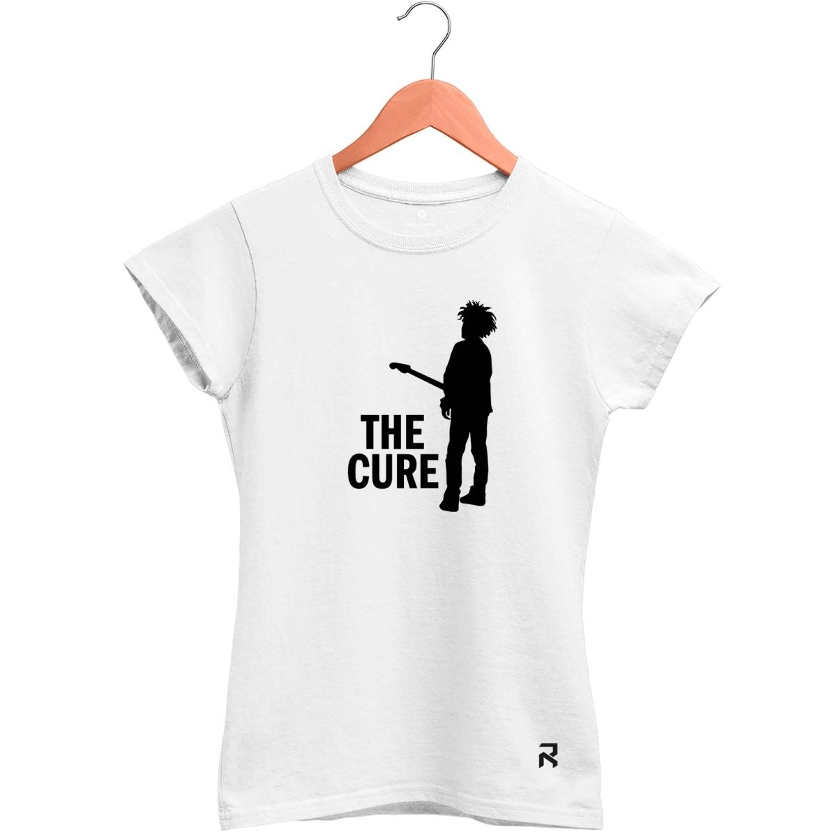 Camiseta Baby Look Feminina The Cure Guittar - Clube Rock - P - Branca - 