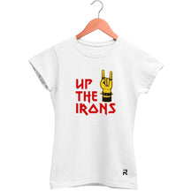 Camiseta Baby Look Feminina Up The Irons - Clube Rock - P - Branca - 