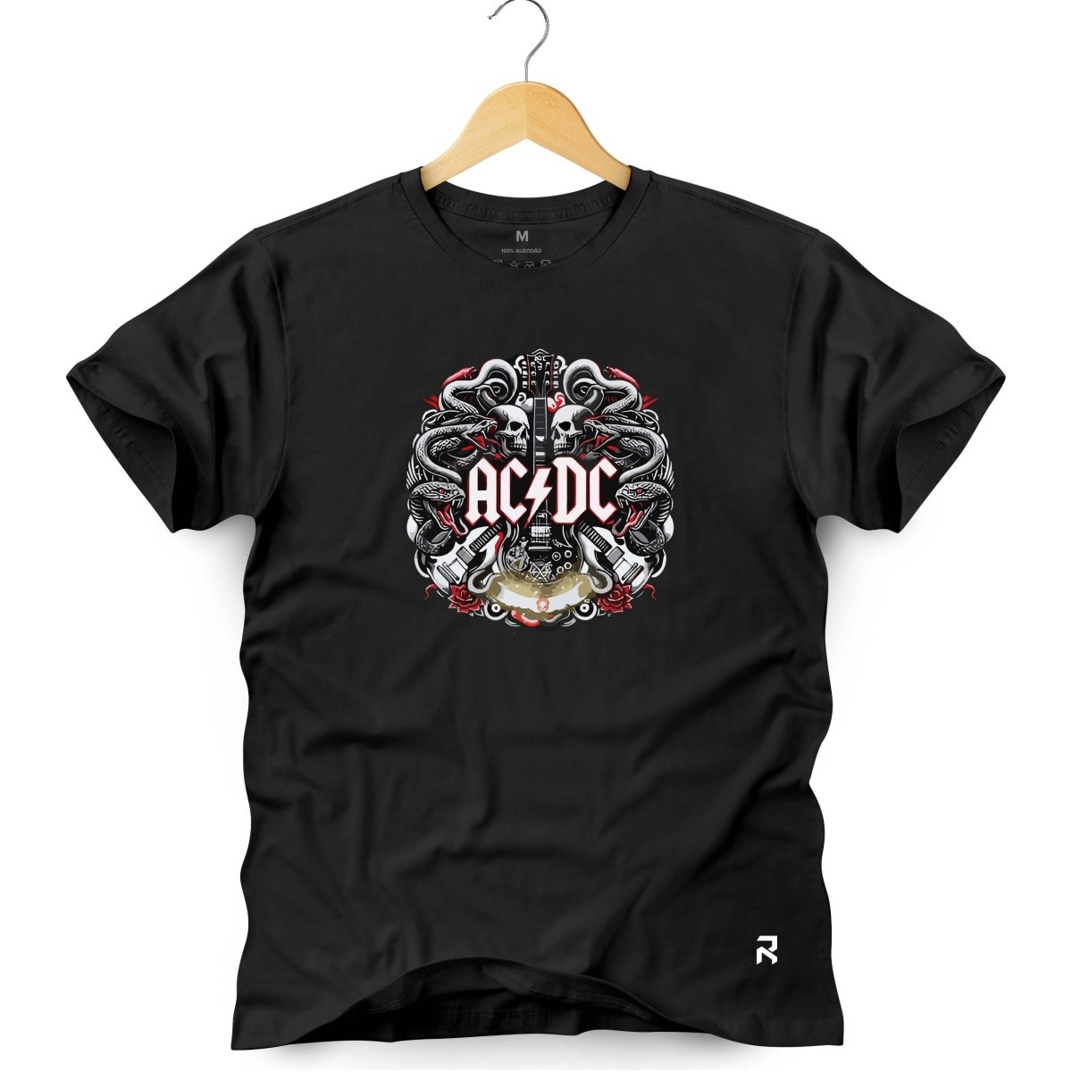 Camiseta Masculina ACDC Snake - Clube Rock - P - Preta -