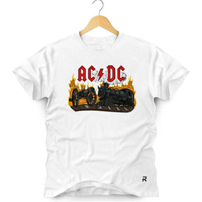 Camiseta Masculina ACDC Train - Clube Rock - P - Branca -