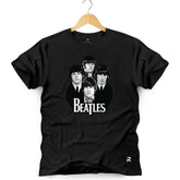 Camiseta Masculina Beatles rostos - Clube Rock - P - Preta - 