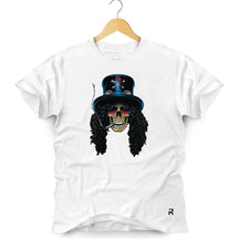 Camiseta Masculina Caveira Slash - Clube Rock - P - Branca - 