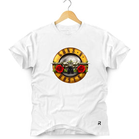 Camiseta Masculina Guns Raiz - Clube Rock - P - Branca -