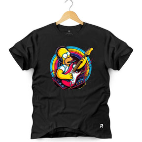 Camiseta Masculina Homer Guitarra - Clube Rock - P - Preta -