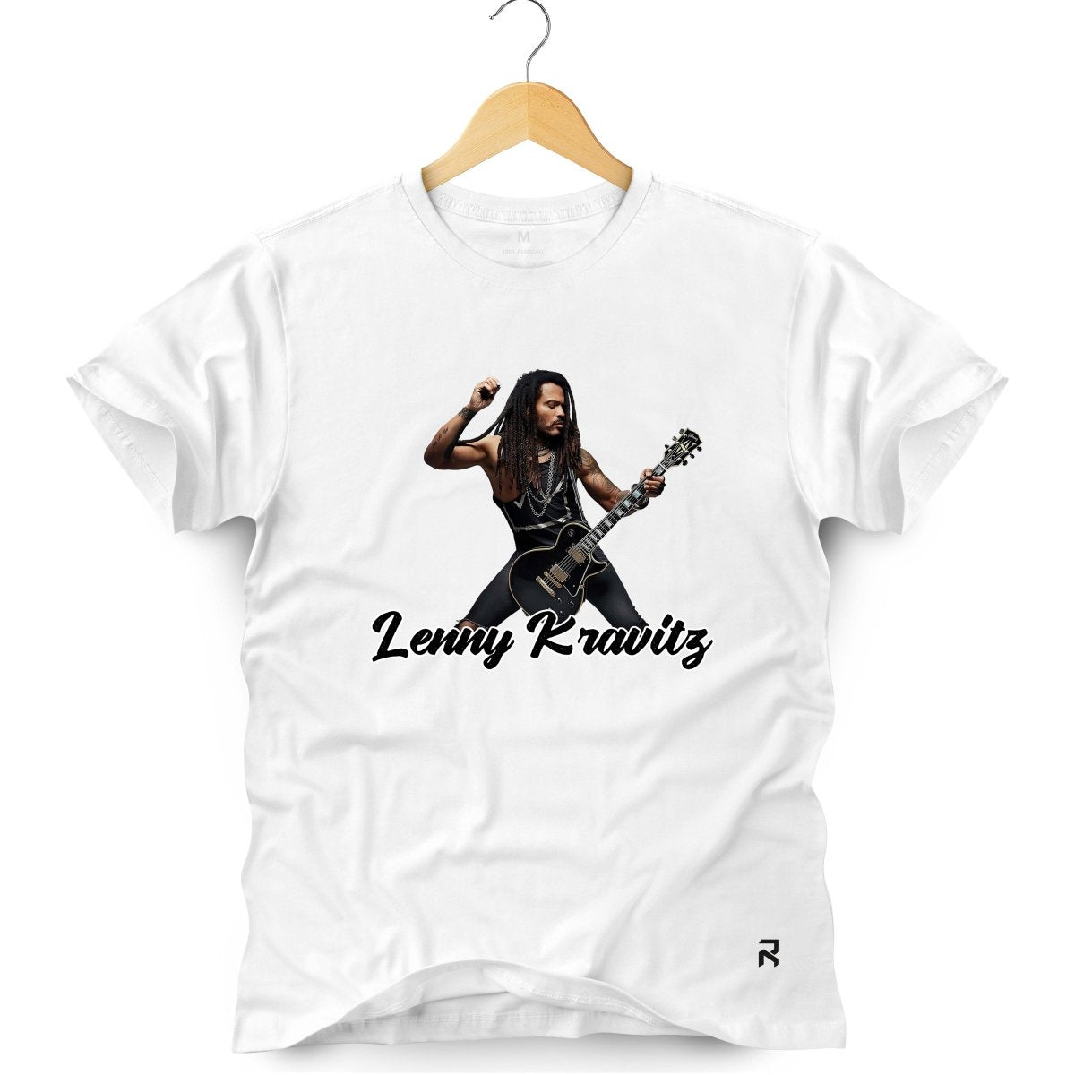 Camiseta Masculina Lenny Kravitz - Les Paul - Clube Rock - P - Branca - 