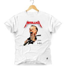 Camiseta Masculina Metallica James - Clube Rock - P - Branca -