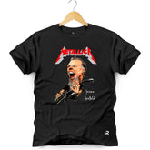 Camiseta Masculina Metallica James - Clube Rock - P - Preta -