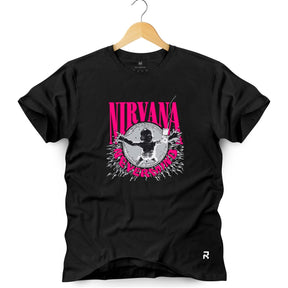 Camiseta Masculina Nirvana Never Mind - Clube Rock - P - Preta - 