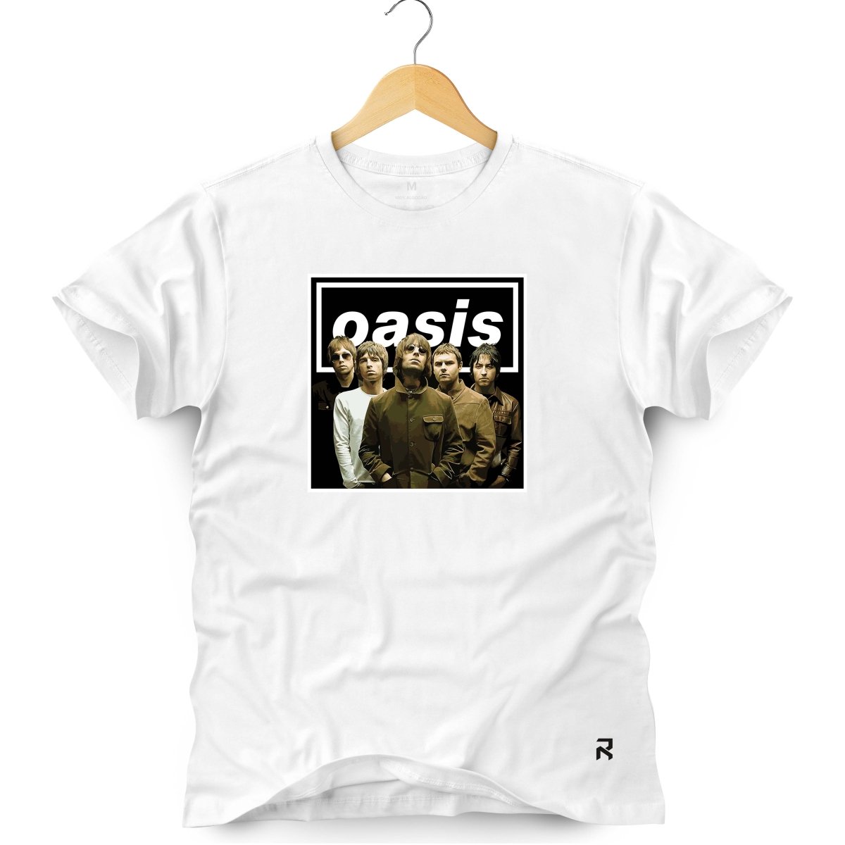 Camiseta Masculina Oasis - Clube Rock - P - Branca - 