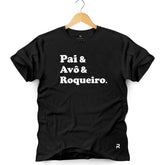 Camiseta Masculina Pai Avo Roqueiro - Clube Rock - P - Preta - 