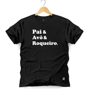 Camiseta Masculina Pai Avo Roqueiro - Clube Rock - P - Preta - 