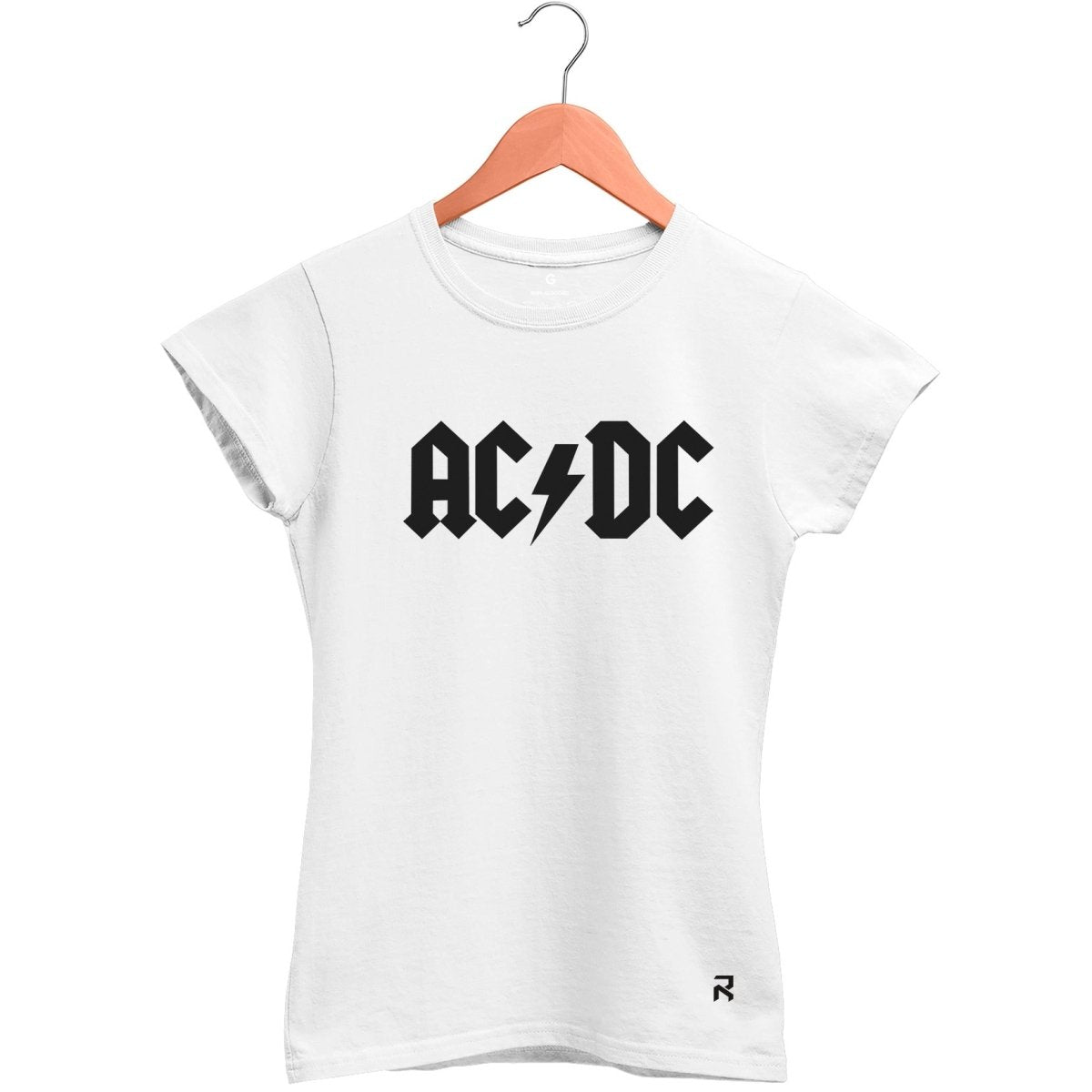 Camiseta Baby Look Feminina ACDC Raiz - Clube Rock - P - Branca -