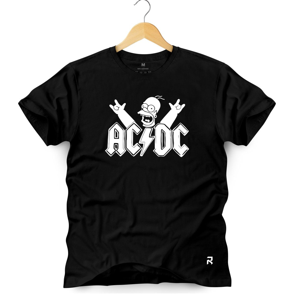 Camiseta Masculina ACDC Homer - Clube Rock - P - Preta -