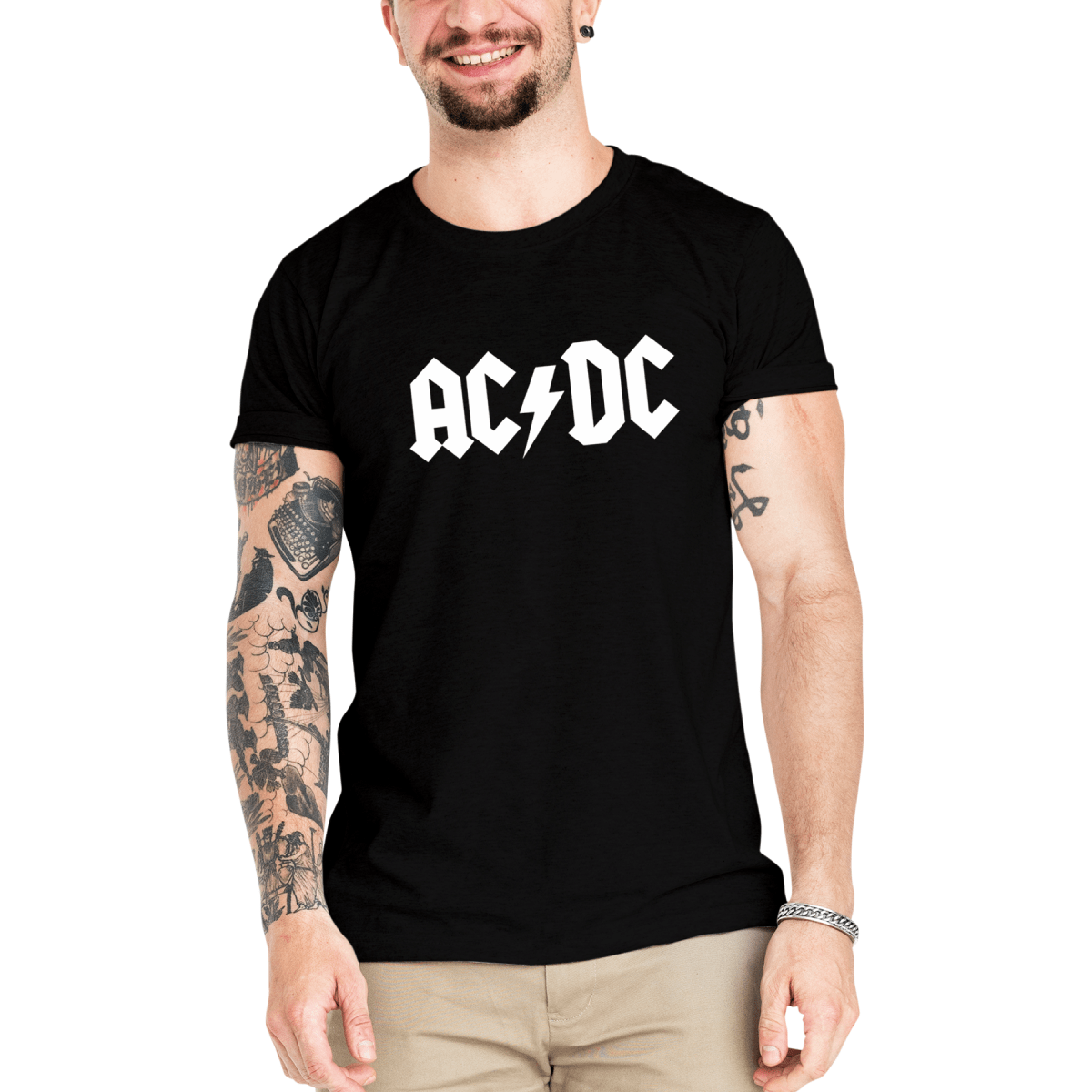 Camiseta Masculina ACDC Raiz - Clube Rock - P-MASC-004-BC - P - Branca -