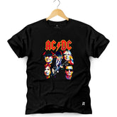 Camiseta Masculina ACDC Rostos - Clube Rock - P - Preta -