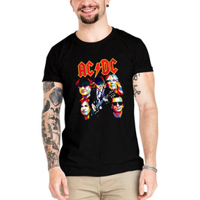 Camiseta Masculina ACDC Rostos - Clube Rock - P - Preta -