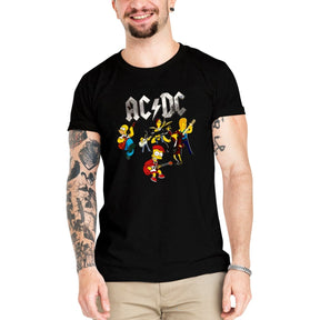 Camiseta Masculina ACDC Simpsons - Clube Rock - P - Preta -