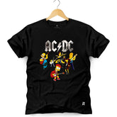 Camiseta Masculina ACDC Simpsons - Clube Rock - P - Preta -