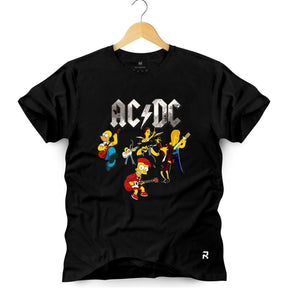 Camiseta Masculina ACDC Simpsons - Clube Rock - P - Preta -