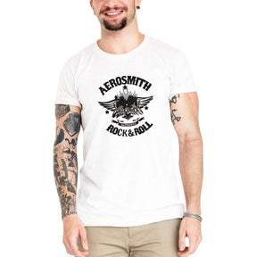 Camiseta Masculina AeroSmith Rock & Roll - Clube Rock - P-MASC-006-BC - P - Branca -