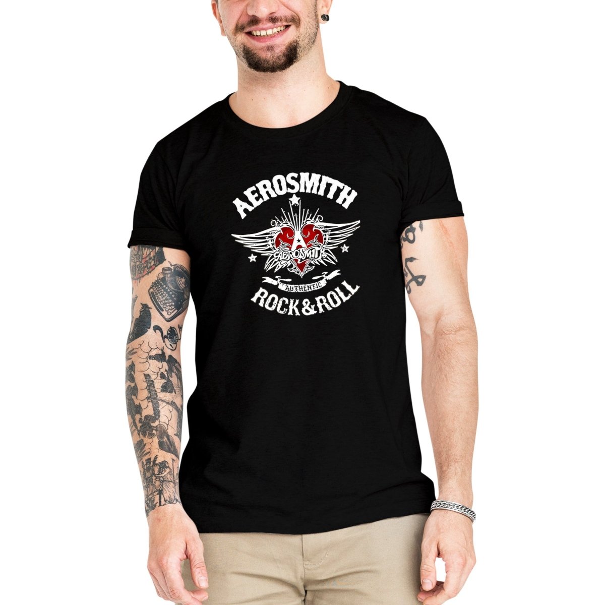 Camiseta Masculina AeroSmith Rock & Roll - Clube Rock - P-MASC-006-BC - P - Branca -