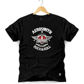 Camiseta Masculina AeroSmith Rock & Roll - Clube Rock - P-MASC-007-PT - P - Preta -